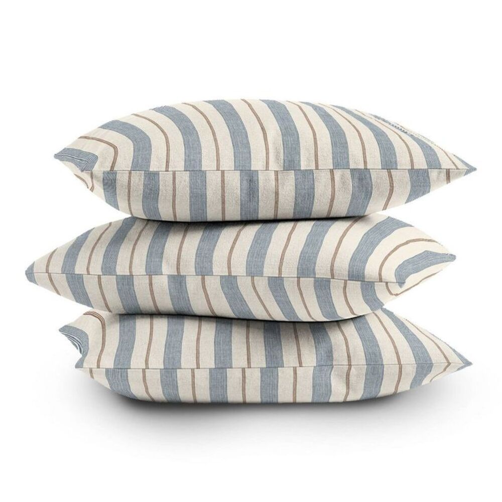 Deny Designs - 18" x 18" Little Arrow Design Co. Ivy Stripes Outd Cream/Blue - Picture 3 of 3
